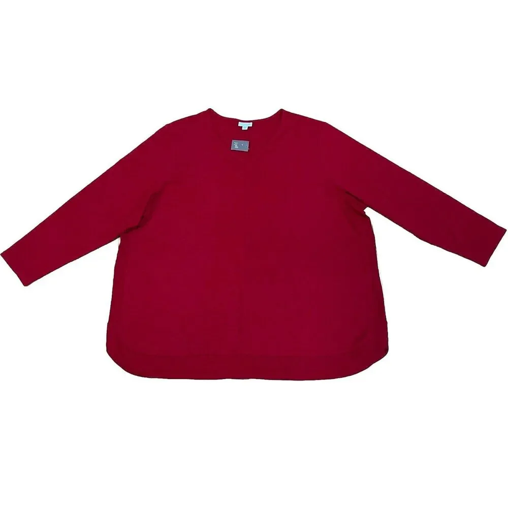 J Jill Casual V Neck Blouse Top Womens Plus Size 4X Cotton Blend NEW WITH TAGS - Picture 1 of 12